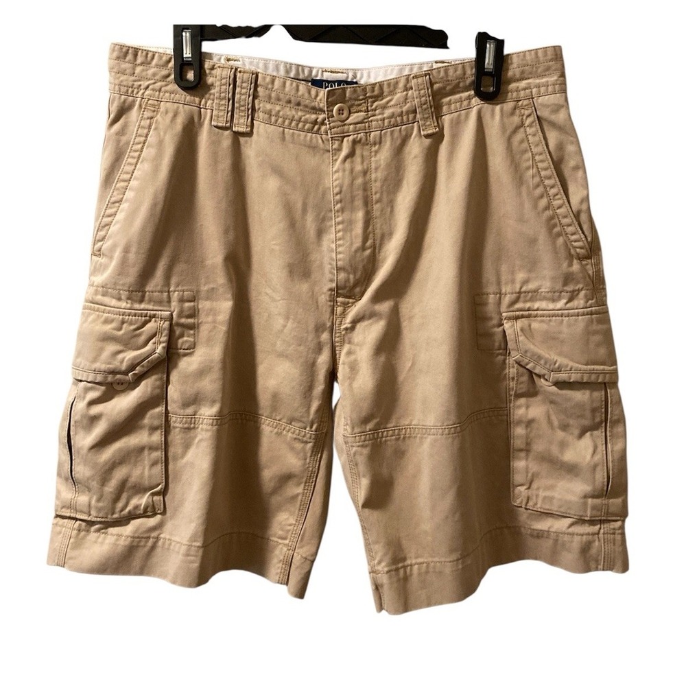 Polo Ralph Lauren‎ Cargo Shorts Khaki 10" Men's Sz 38 Heavyweight Cotton Y2K